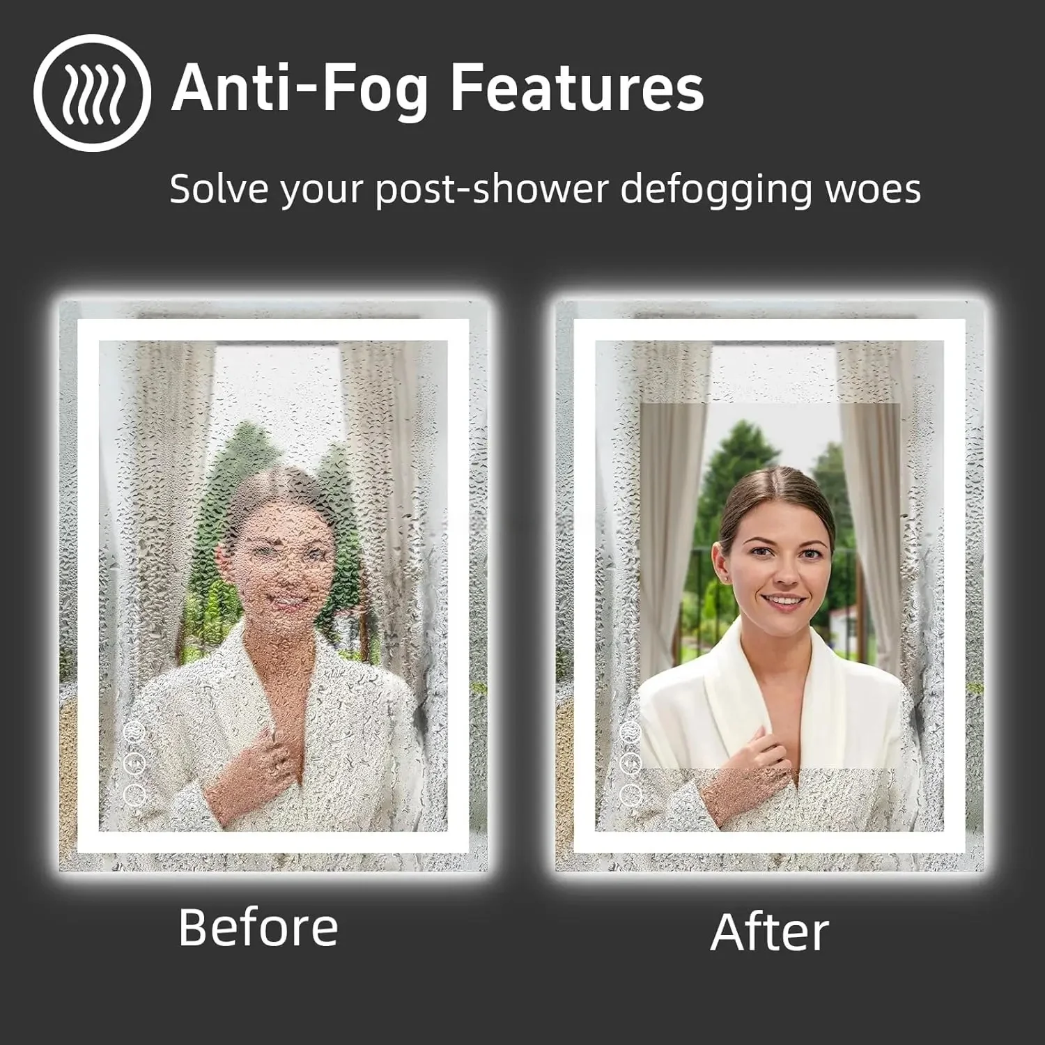 product modern led framed bathroom wall mirror rectangle anti fog ip44 rating smart wall mounted mirror-6