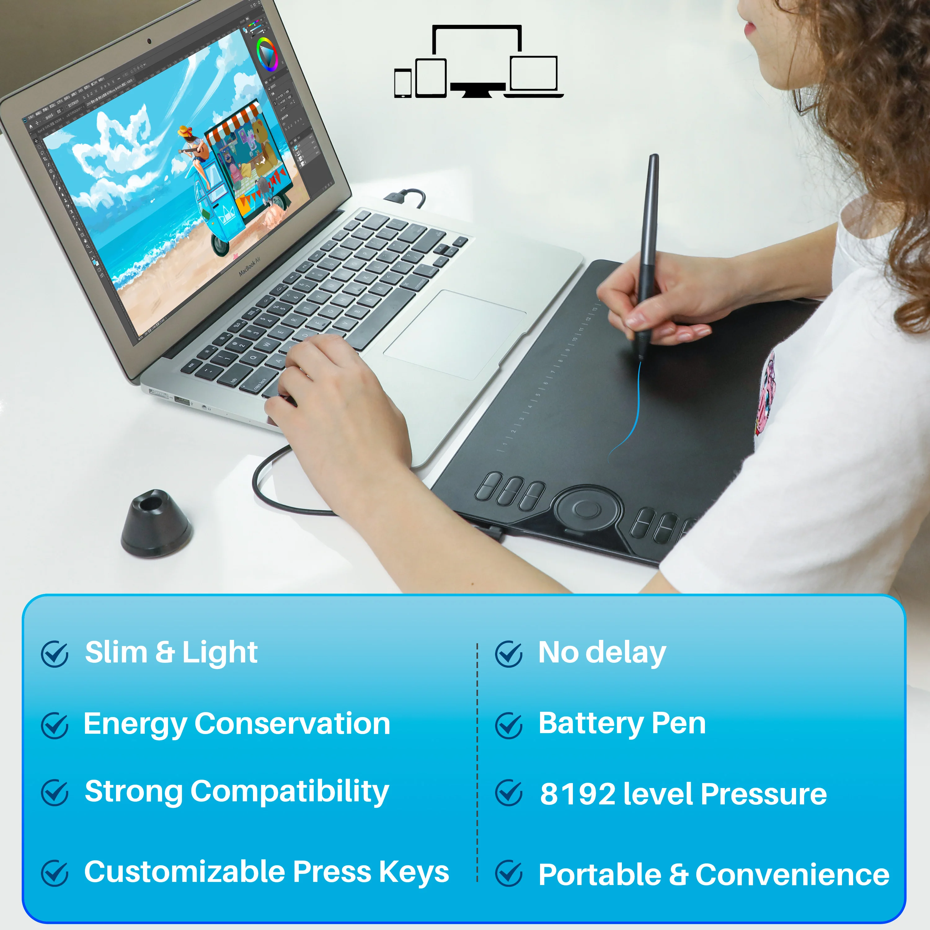 Other Computer Accessories Huion HS610 Digital Pen Drawing Graphic Tablet Tablette Graphique with Express Keys