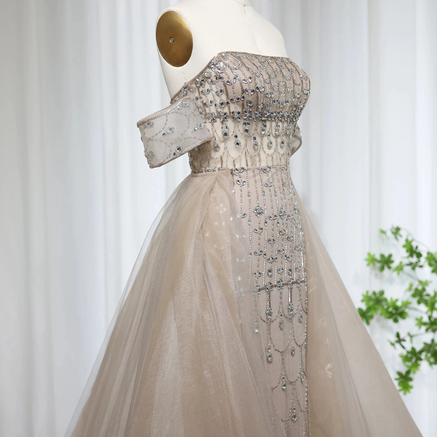 Luxury Champagne Mermaid Arabic Evening Dress for Wedding party LA71922