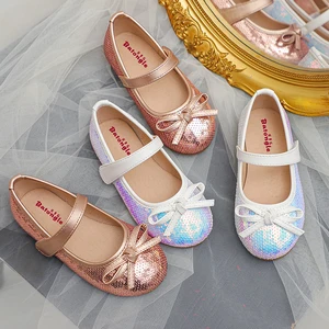 China Manufacturer Spring Summer Autumn New Style Sparkling Floral Shallow Mouth Cute Princess Kids Shoes Wholesale