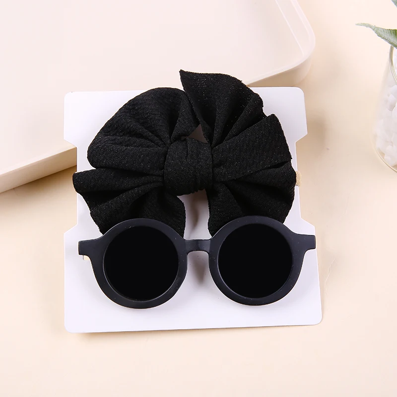 Babyhug Free Size Headband With Bow Applique & Sunglasses - Black