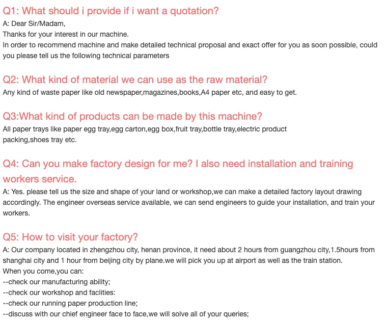 Machinery for Making Egg Trays Using Waste Pulp and Sugarcane Bagasse Hot Selling in China supplier