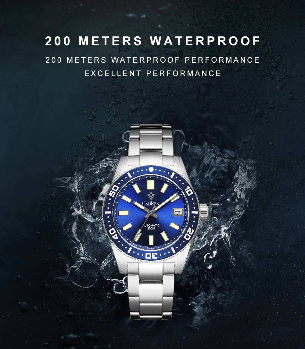CADISEN 38mm Diver's Watch - Automatic, Waterproof, Luminous