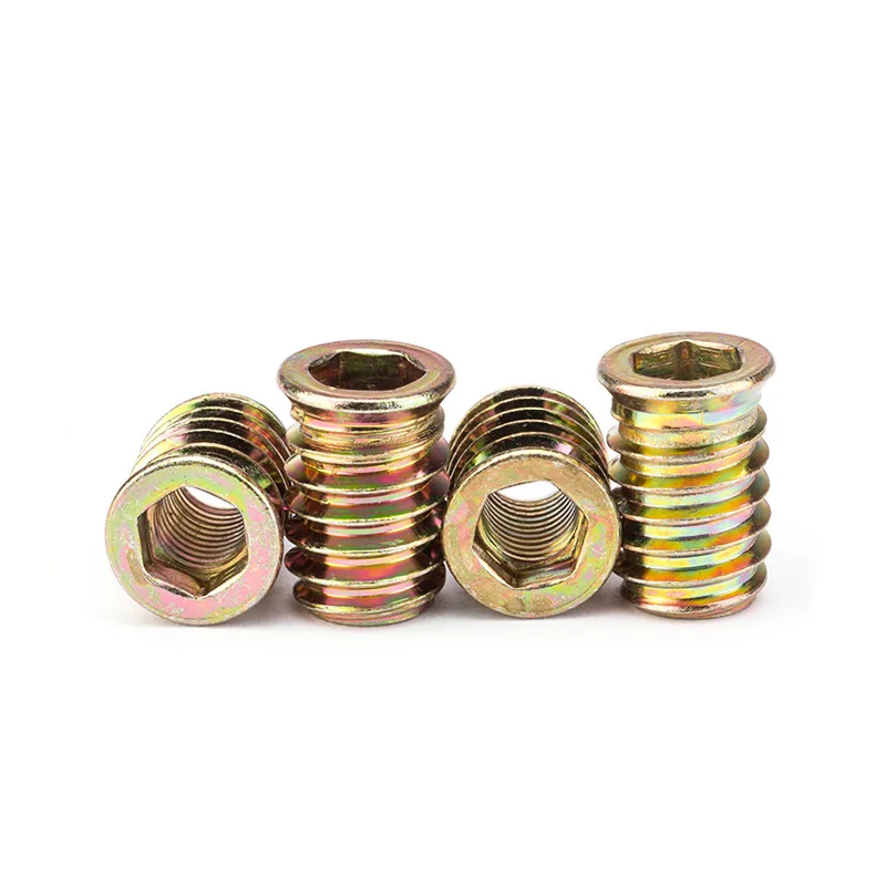 Steel Countersunk Head Inner Hexagon Embedded Nut Inner and Outer Teeth Furniture Nut Trapezoidal Straight Connector
