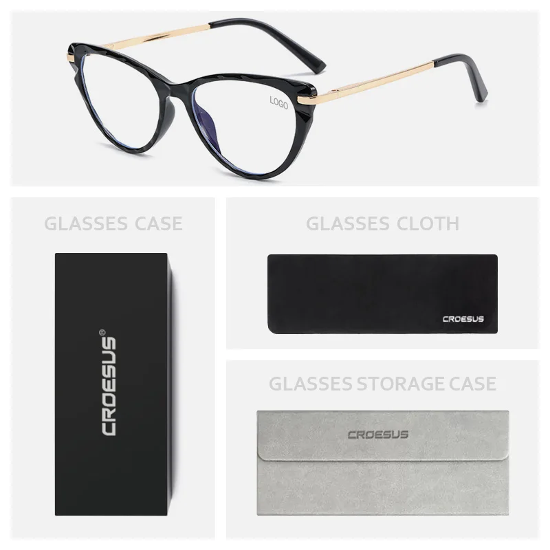 Metal Eyeglasses Optical Frame Foreign Cat-eye Glasses European and  American Diamond Cut Edge Anti Blue Light Blocking Glasses