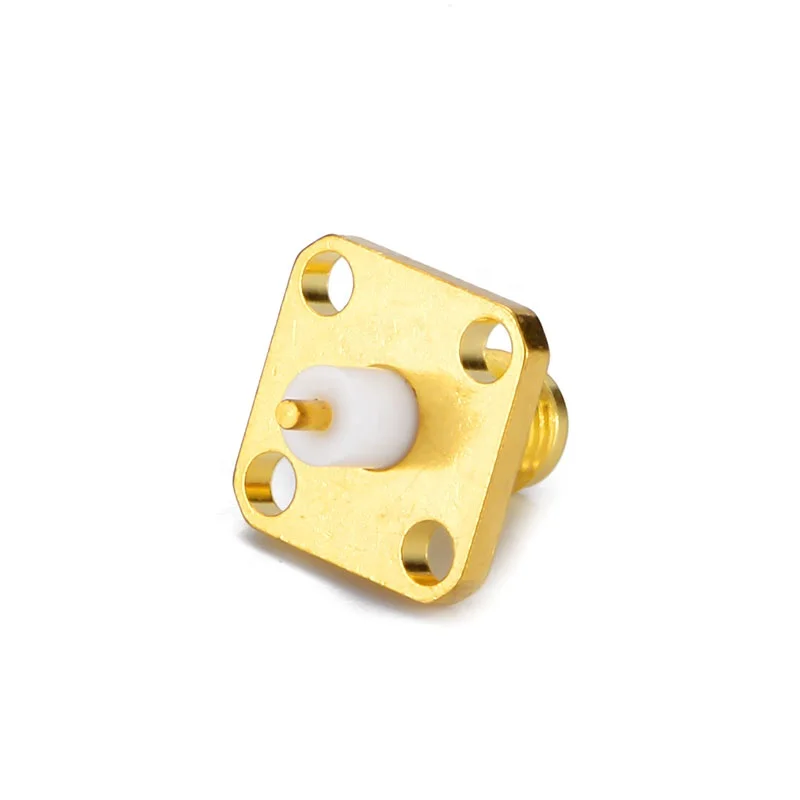 Factory Direct Sales Gold-Plated SMA-50KFD-2 RF Coaxial Connector, SMA Female, 4-Hole Flange Panel Mount