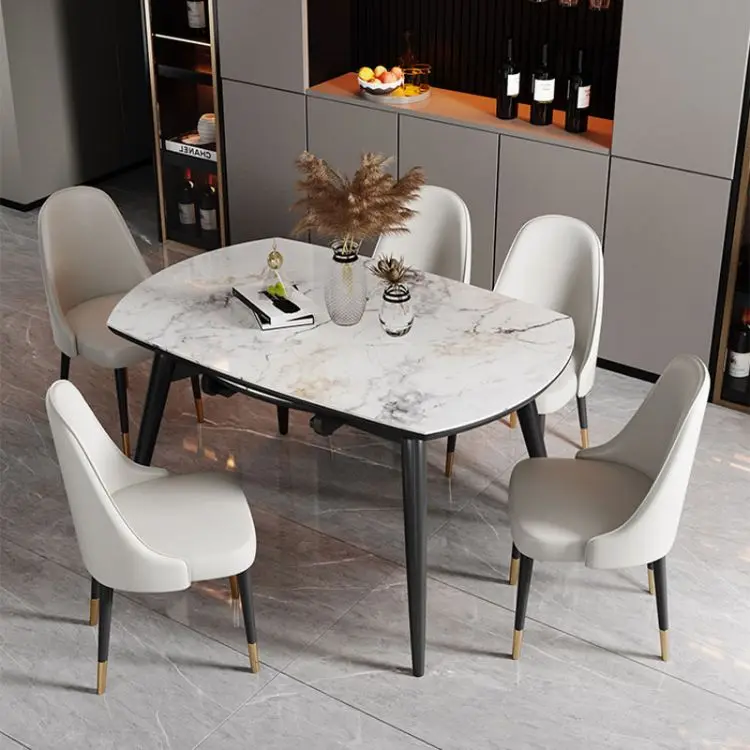 New Modern Design Expandable Dinning Table And Chair Set Luxury Dinning