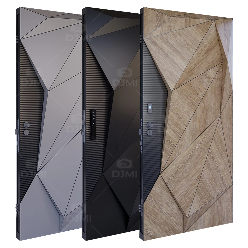 Front Modern Pivot Doors With Handle Wooden Entrance Door Modern Villa Main Door