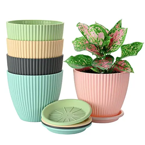 Colorful  Balcony Decorating Bamboo Fiber Flower Plant Pots for Garden Outdoor and Indoor