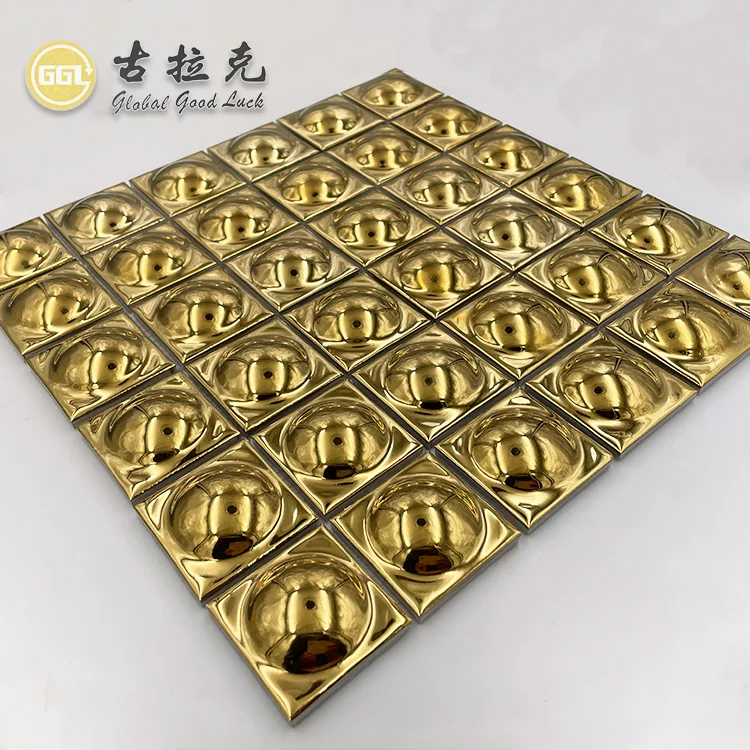 Hot Selling Luxury Gold Mosaic Wall Tile Backsplash Ceramic Mosaic Tile factory