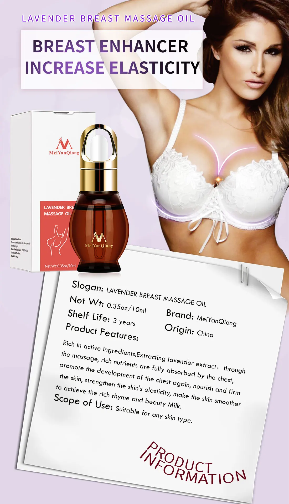 MeiYanQiong Lavender Beauty Breast Enhancer Massage Oil Breast Enlargement  Treatment Lifting Size Up Enlarge Firming 10ml| Alibaba.com