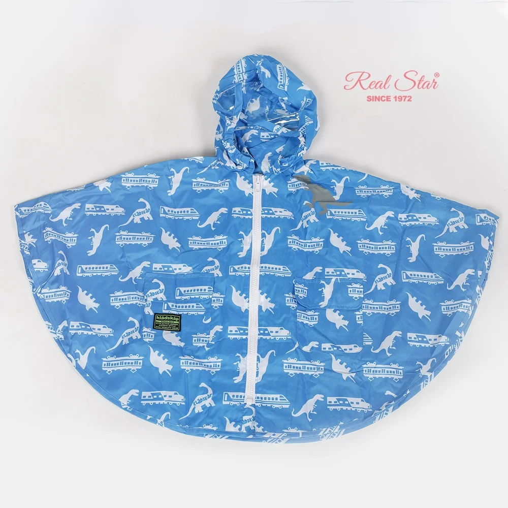 RST High Quality Pongee Fabric Durable Kid Raincoat and Rain Poncho Full Printing Cartoon Cute Child Rain Coat