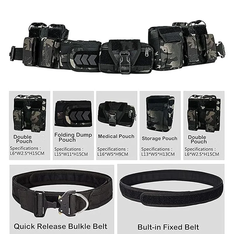 Wholesale High Quality Fashionable Tactical Belt with Quick Release Accessory Pouches Multifunctional Duty Belt for Men