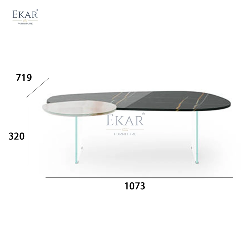 product new design irregular modern marble coffee table set   elegant glass  marble combination for living spaces glass coffe table-65