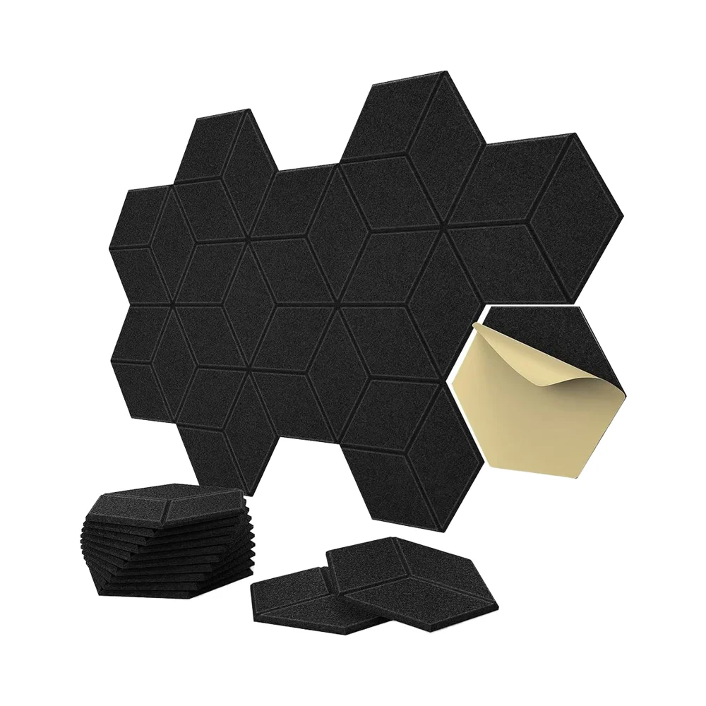 Yuan Yuan High Density Soundproof Foam Self-Adhesive Y Pattern PET Felt Acoustic Panels for Home Studio Living Room Hotel School