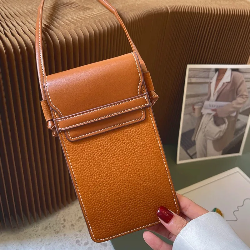 New Design Wholesale Square Leather Strap Single Bags And Cases For Mobile Phones With Mobile Phone Bag Real Leather For Female