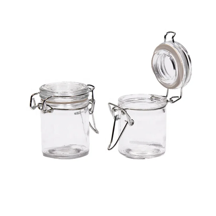 50ml 70ml Cheap Wide Mouth Glass Small Candy Canning Jar With Wire Snap