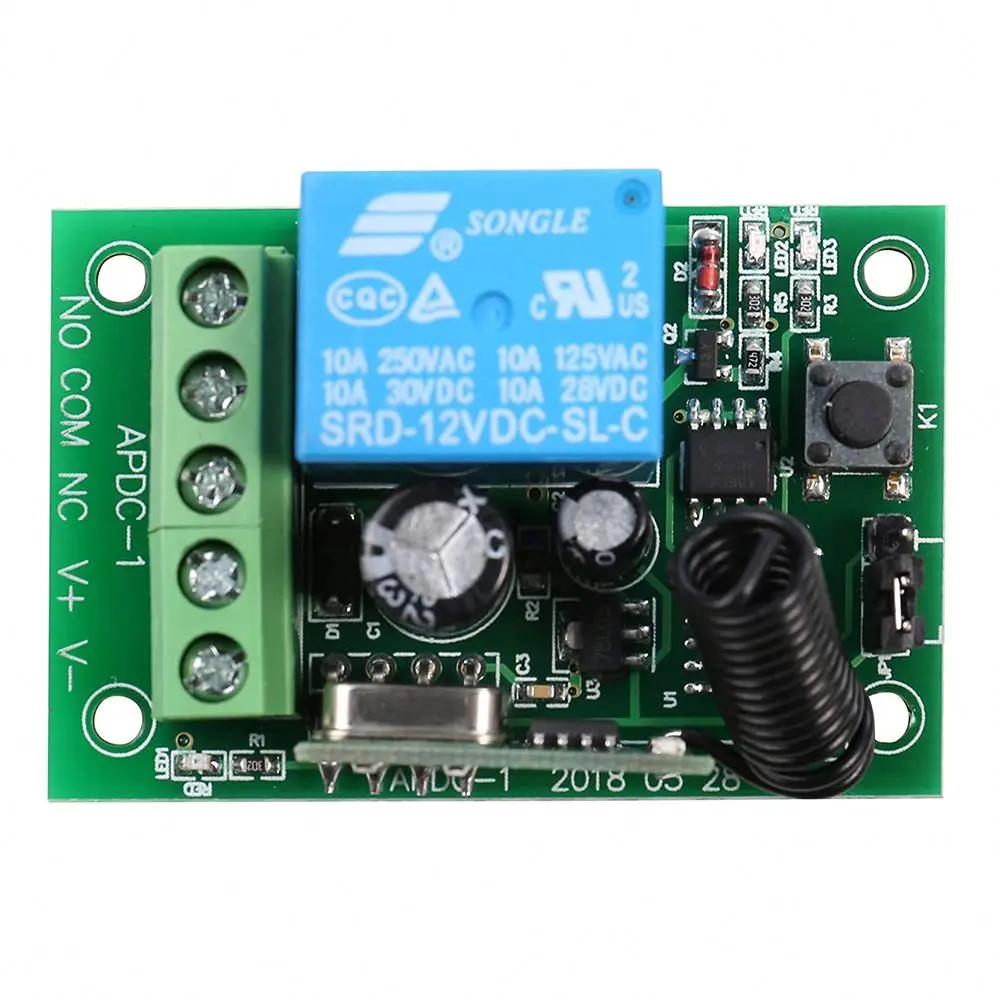 DC 12V 1 CH Channel RF Transmitter & 433MHz Wireless Remote Control Universal Relay Switch Receiver with Learning Code