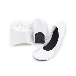 Hot Sale Colorful Roll up Ballerina Shoes Satin Rollable Shoes