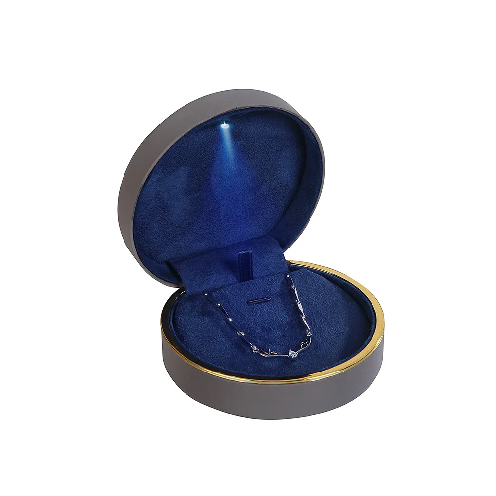 Light Luxury Semi-Circular Light Box Series Velvet Jewelry Box Bronzing Indentation Exquisite Necklace Bracelet Ring Storage Box preview 2