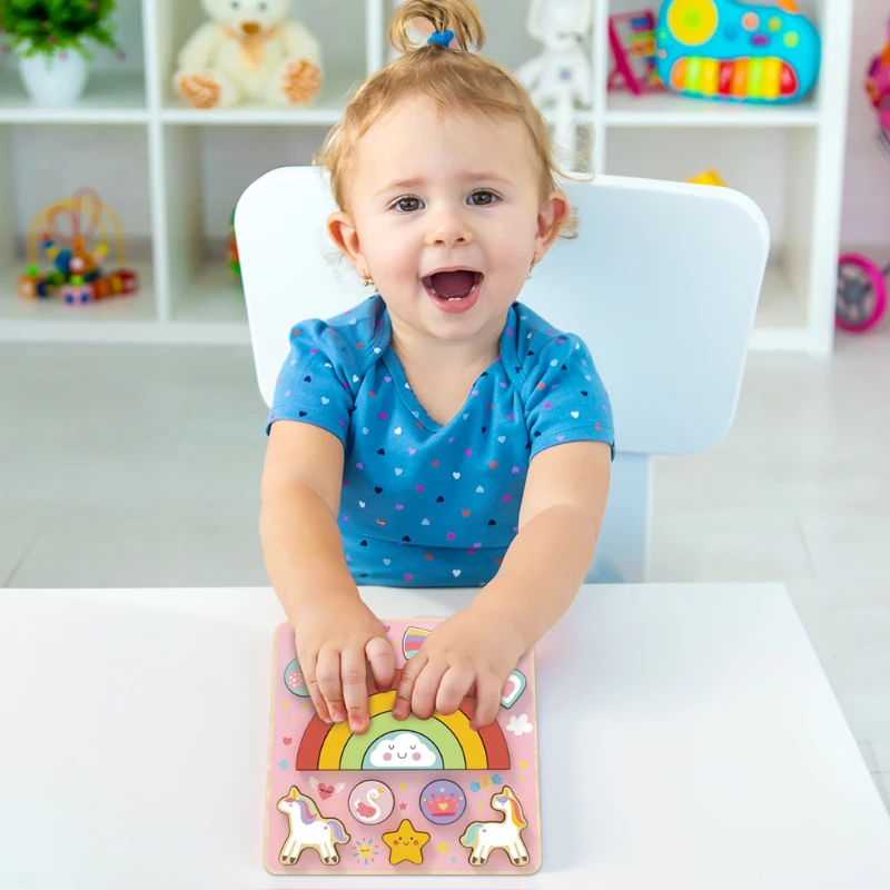2 in 1 Unicorn Balance Game Puzzle Set Shapes Sorter Matching Game Pink Activity Board Toy for Kids