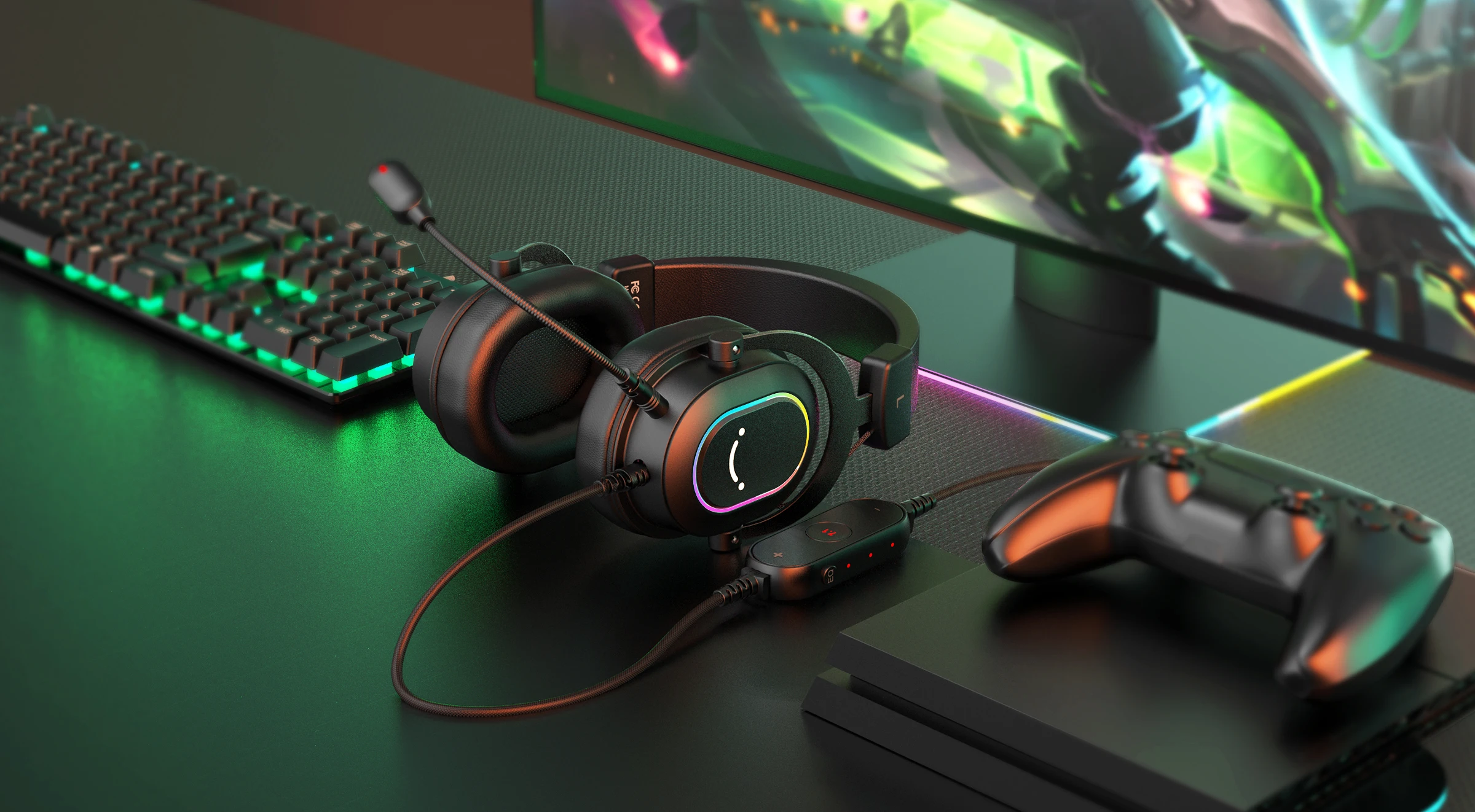 Fifine H6 High Quality Noise Cancelling 7.1 Rgb Gaming Headset Studio