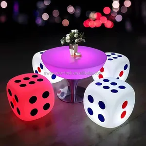 Modern Rechargeable Waterproof Lighted Coffee Table Indoor/Outdoor Hotel Use Color Change Feature