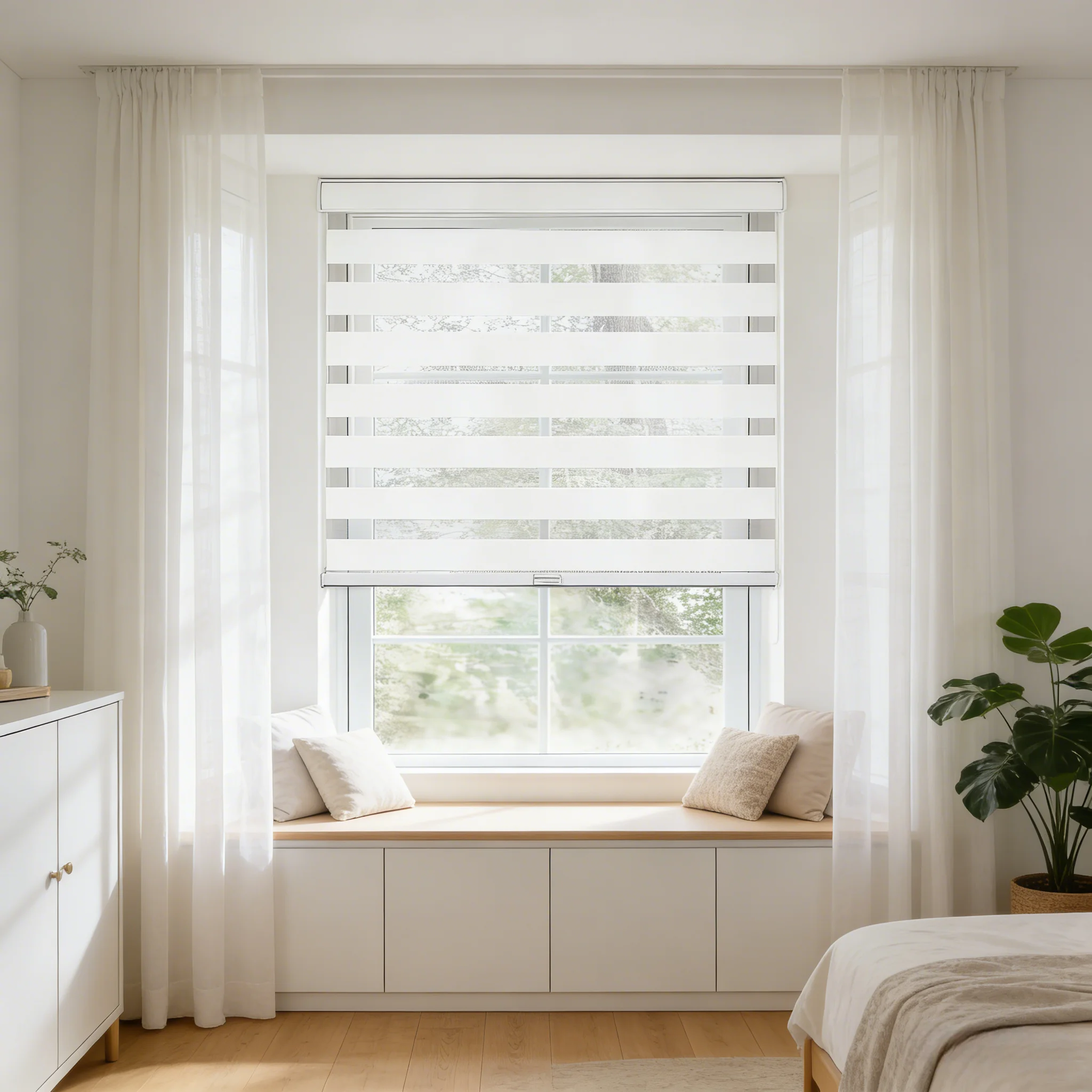 무줄식 제브라 블라인드, 창문 롤러 블라인드, 이중층 라이트 필터링 및 프라이버시 기능을 갖춘 홈 오피스 및 침실용 커튼