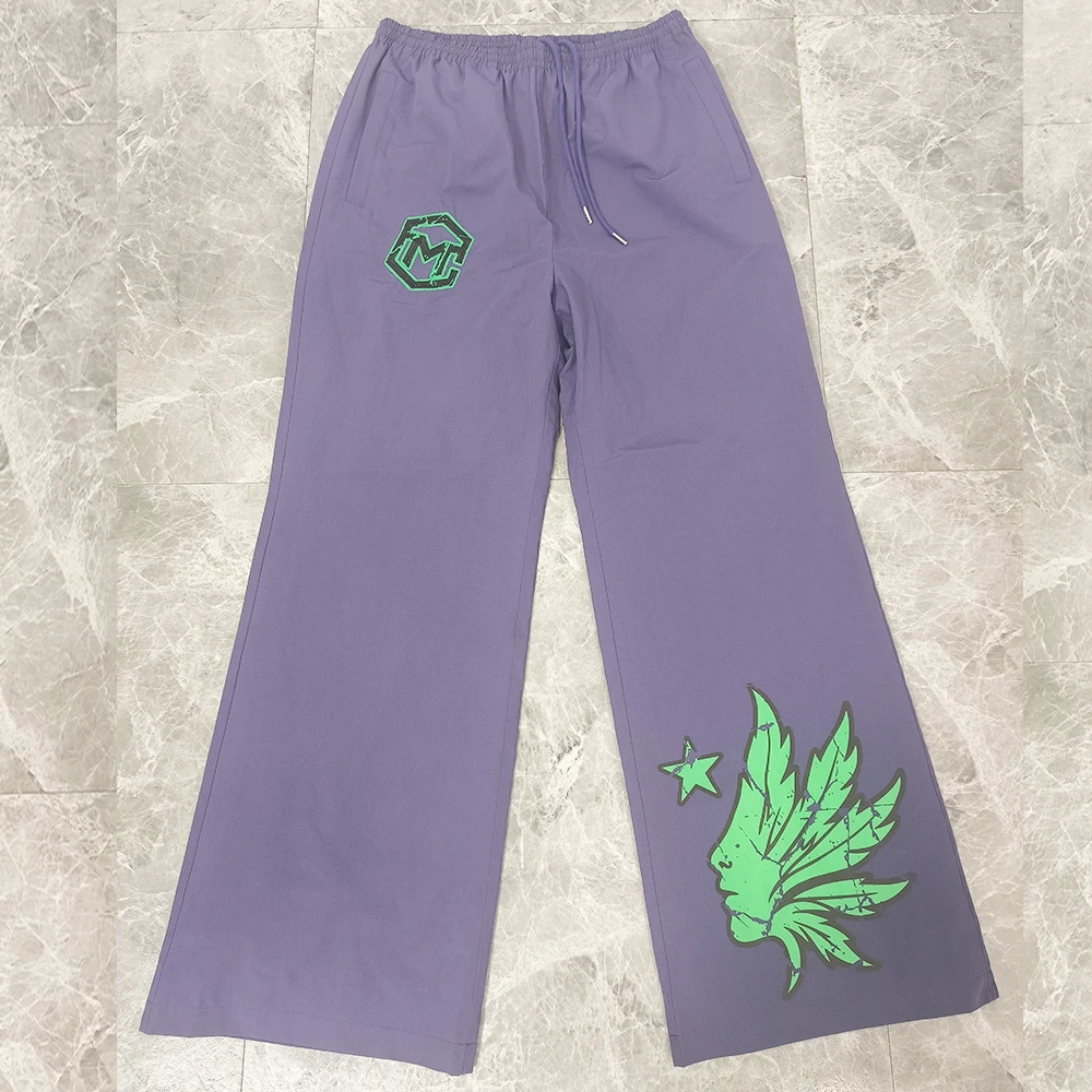 Custom Logo Oversized Nylon Straight Leg Polyester Men's Joggers Casual Sports Track Pants factory