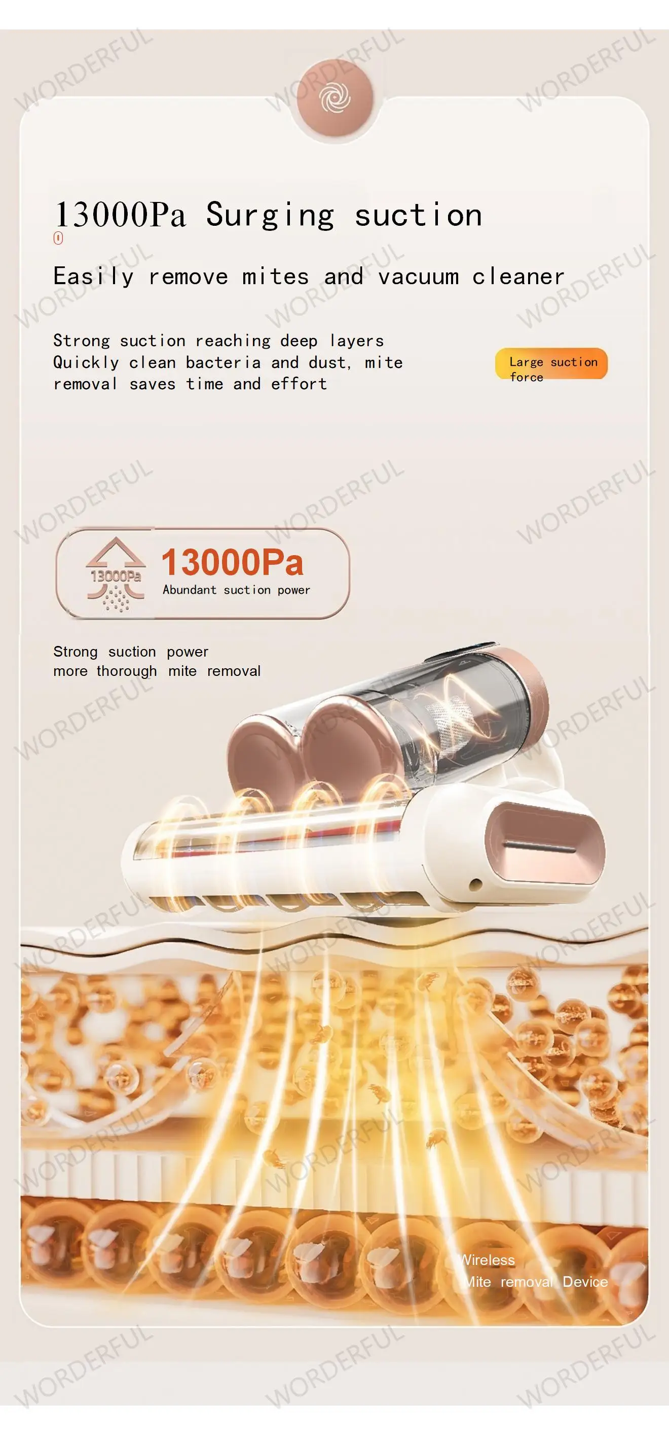 LP-018 Electric Double Cup Roller Brush - Ultrasonic Mite Removal