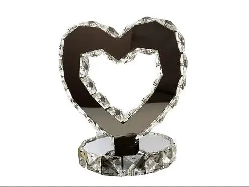 Heart-shaped table lamp simple decoration stainless steel crystal lamp bedroom table light living room LED lamp