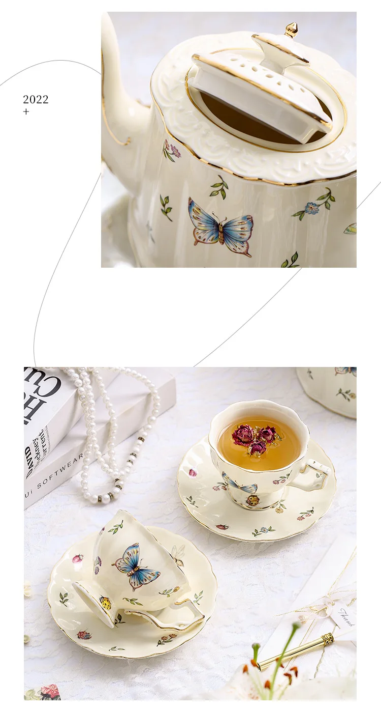 product french court style coffee cup with gold rim ceramic european english afternoon teapot and tea coffee cup saucer-53