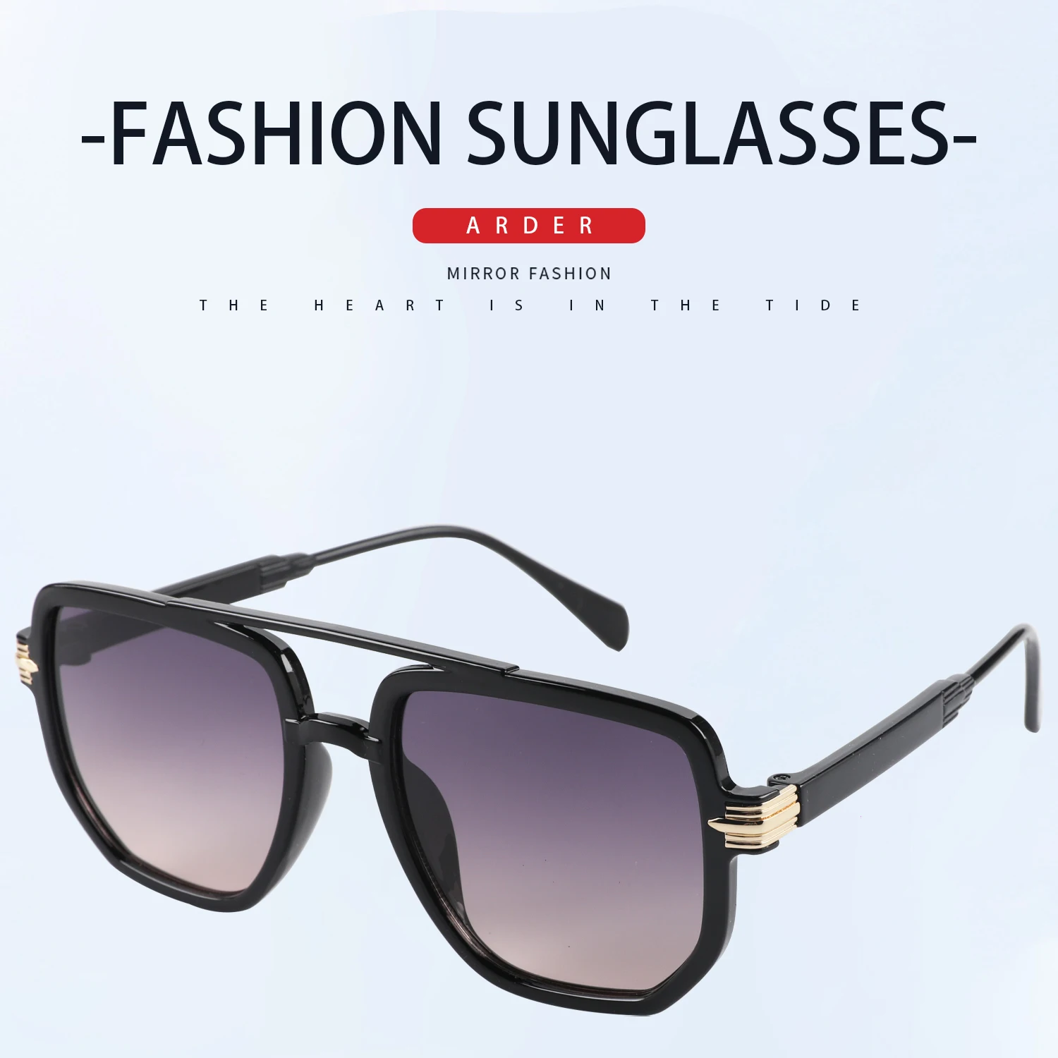 Retro New Fashion Double Beam Sunglasses Metal Decorative Sunglasses