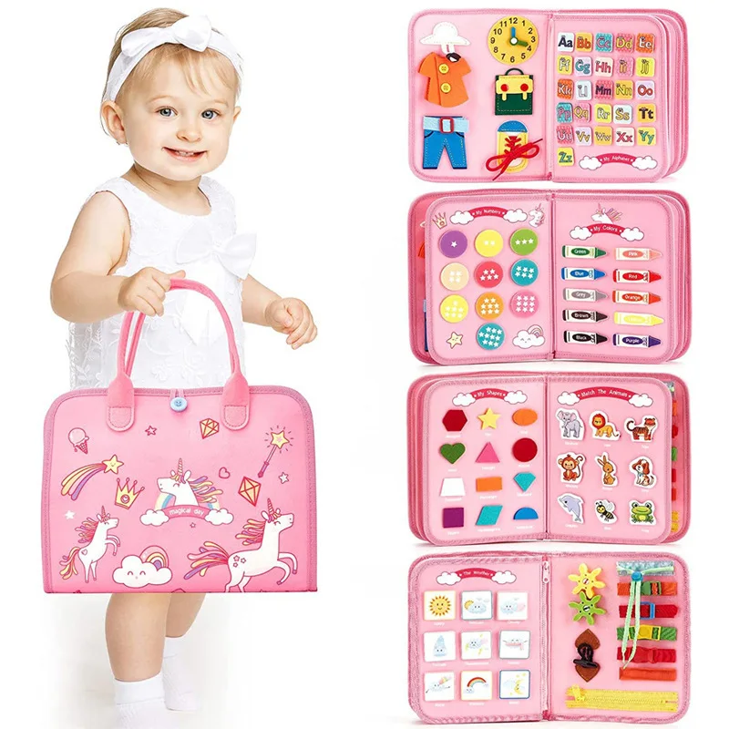 Hotsale Activity Board Montessori Kids Felt Busy Learning Basic Dress Skill Educational Travel Baby Sensory Toys