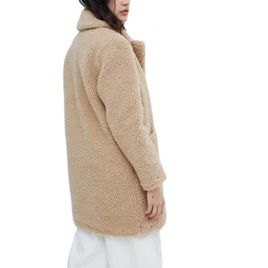 Custom Women Turn Down Collar Winter Solid Thick Long Coat