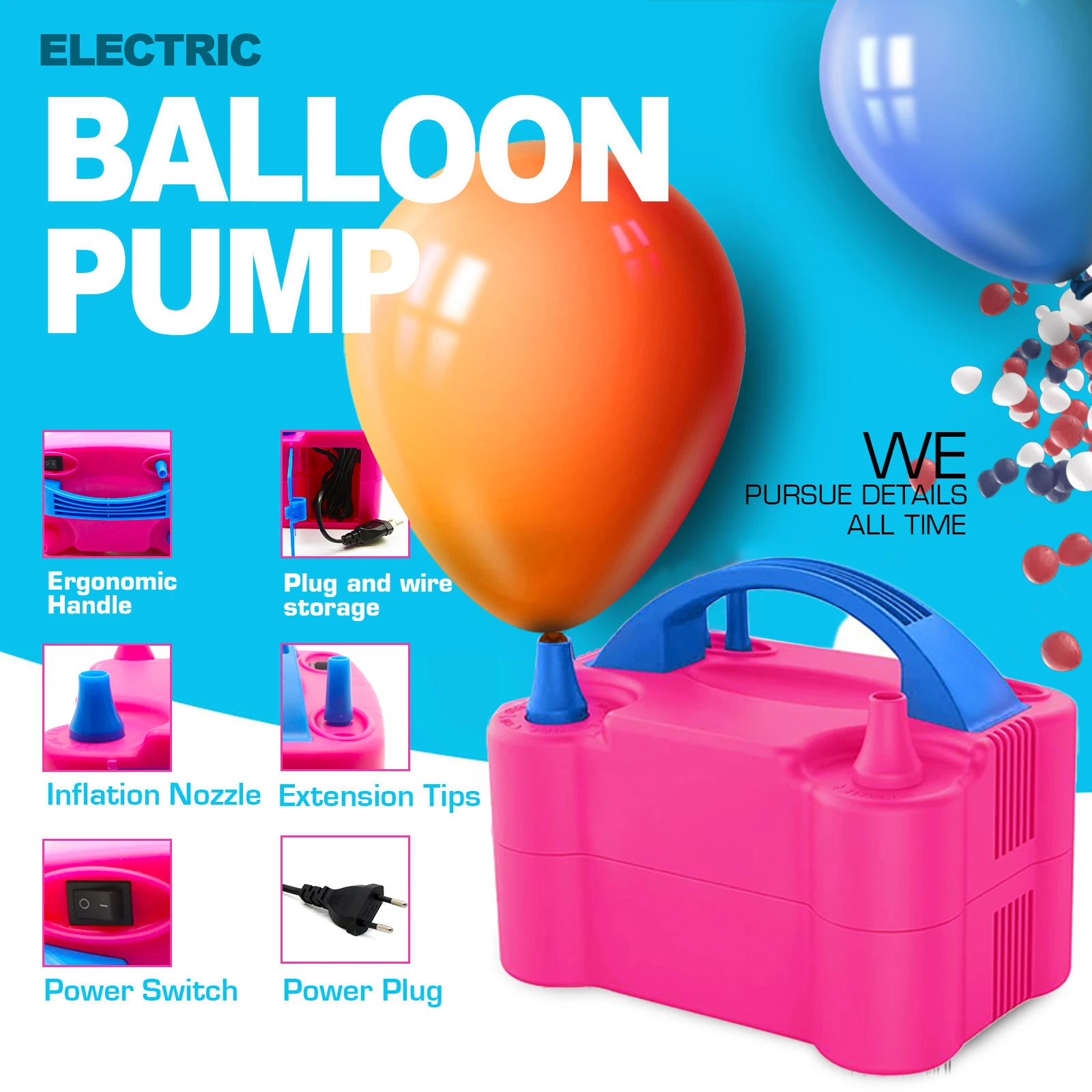 High Performance Cheap Price Balloon Machine Electric Balloon Pump High Power Portable 220V Inflator Electric Balloon Air Pump