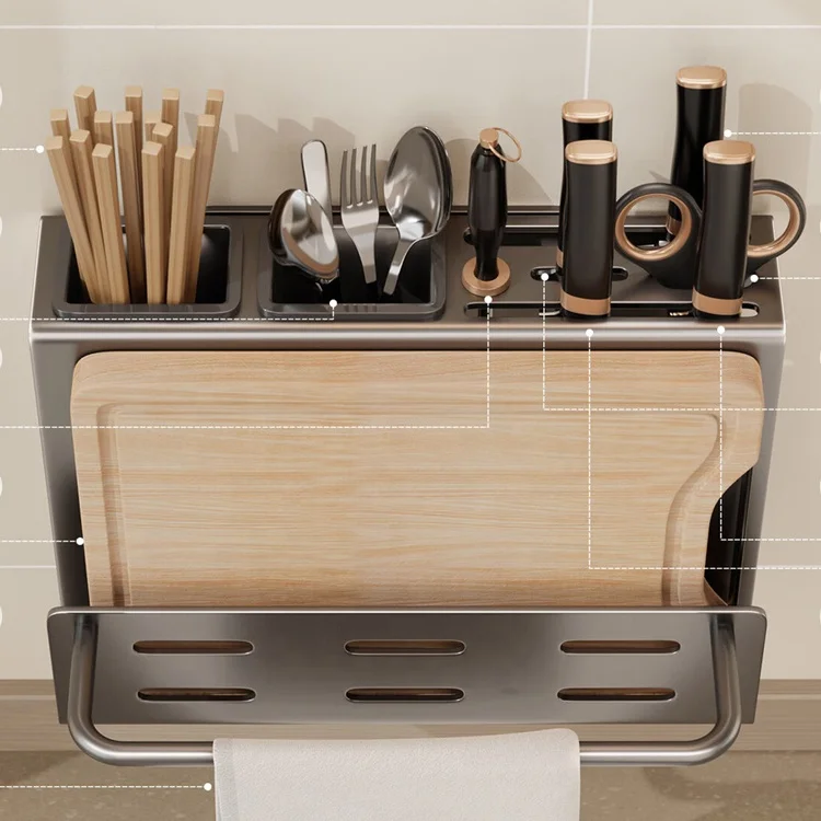 Stainless Steel Knife Holder Non-perforated Household Kitchen Hanger ...