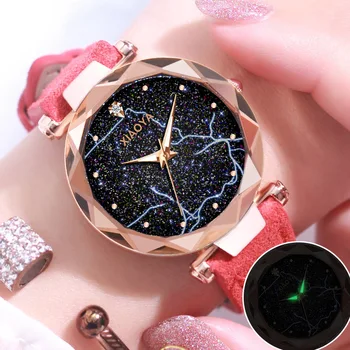 XIAOYA-Reloj de marca de lujo para mujer, accesorio de pulsera resistente  al agua con correa de cuero y diseño de cielo estrellado - Main Image