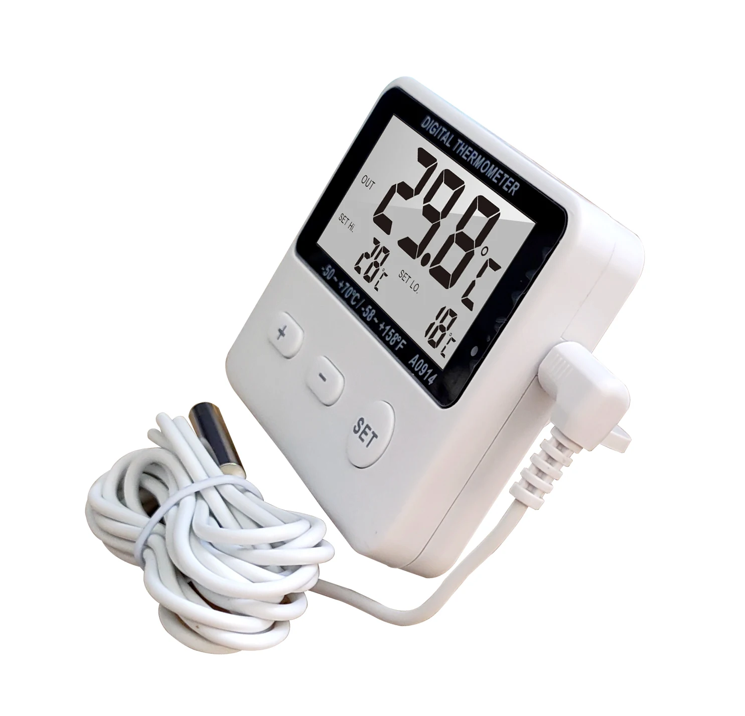 A0914 Digital Thermometer with Fridge Freezer Temperature Sensor Alarm and Max Min Function