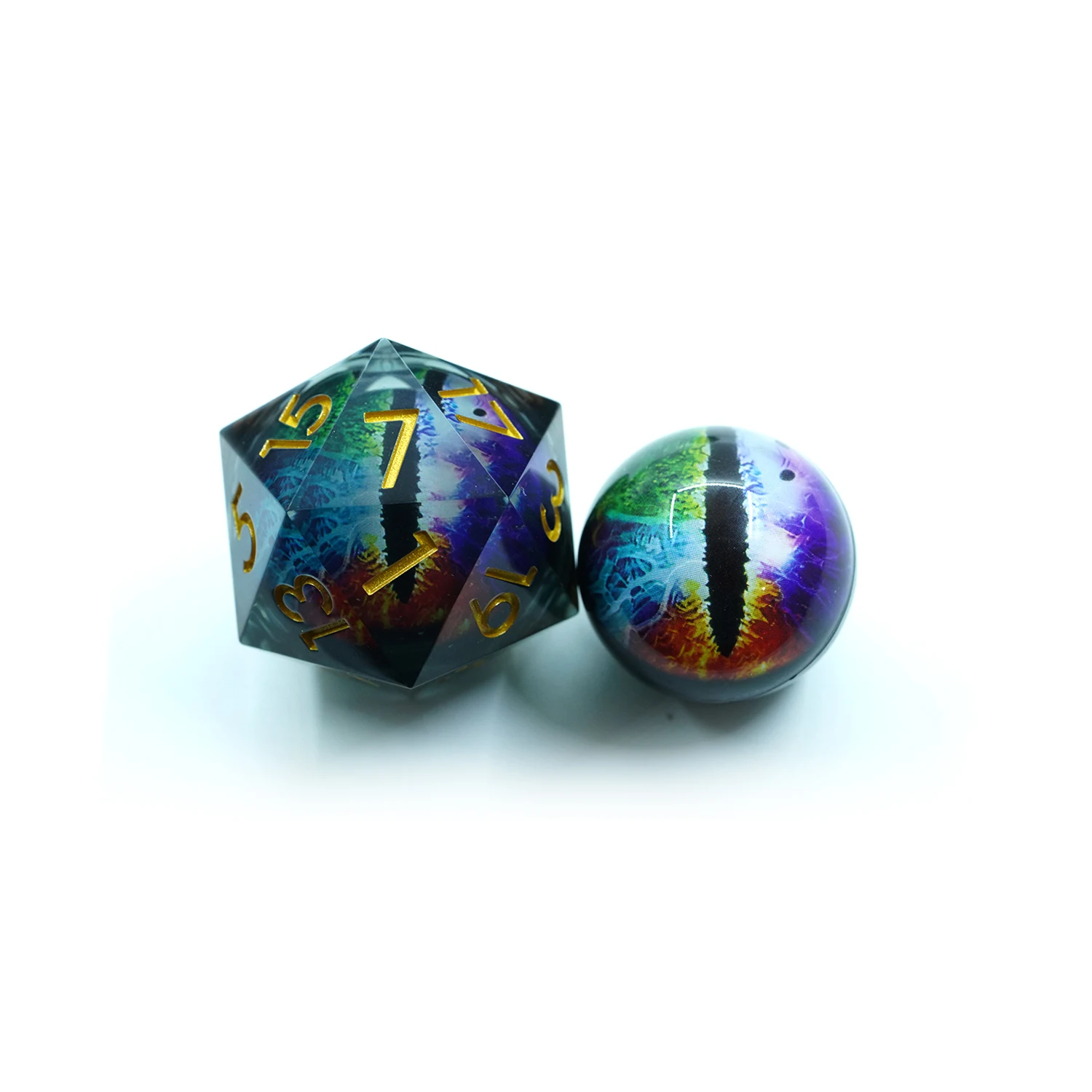 Yushun DND Ollo de Dragón Individual 50MM Resina Poliédricos Azul para Xogos de Dungeons and Dragons Mesa