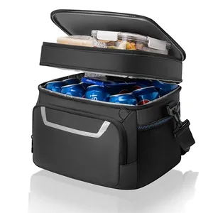 Custom Dual Compartments Reusable Waterproof Leak-Proof  Shoulder Insulated Thermal Beach Soft Cooler Lunch Bag for Outdoor