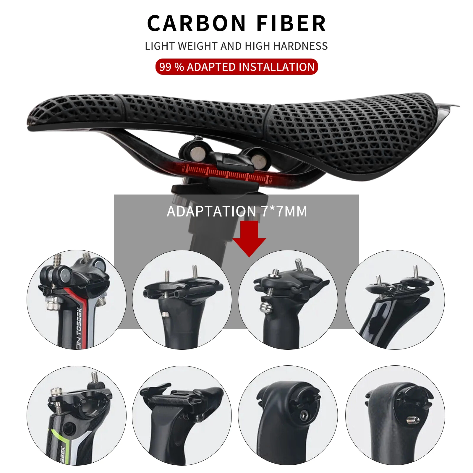 Sillín De Bicicleta De Fibra De Carbono - Diseño Aerodinámico Con Hueco Ergonómico, Transpirable, Para Bicicletas De Montaña Y Carretera