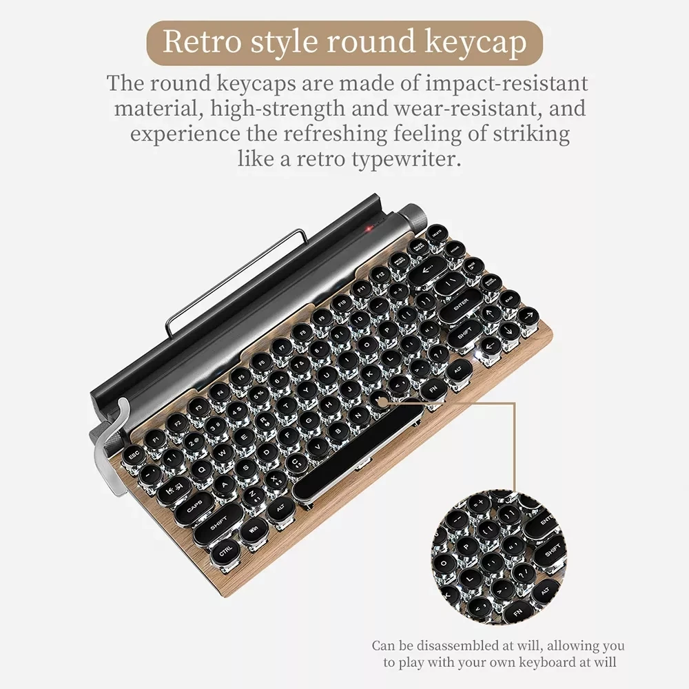 Retro Typewriter Wireless Mechanical Keyboard Punk Keycap Cyan Axis  Keyboard For Smart Phone Tablet Mac - Buy Retro Keyboard,Retro Keyboard  Typewriter,Mechanical Keyboard Product on 