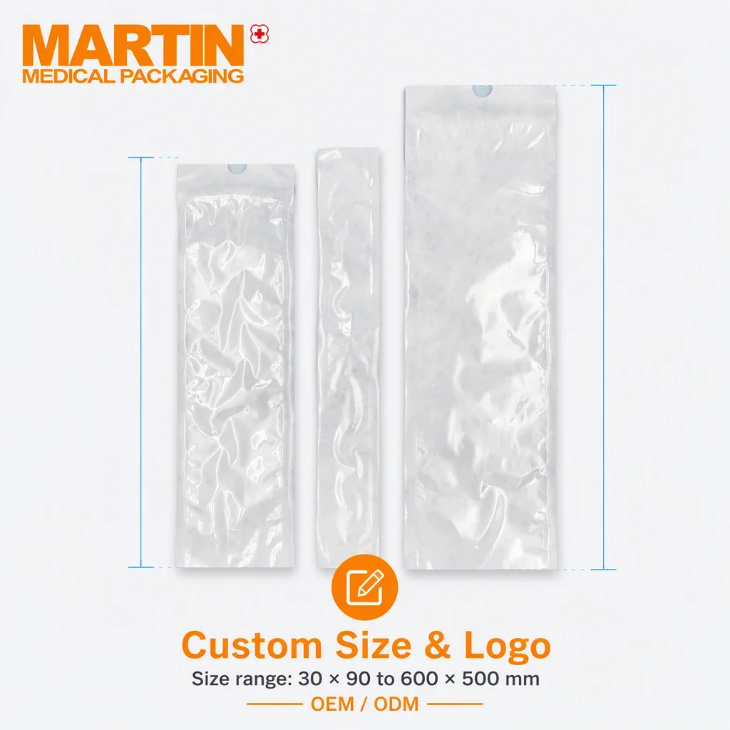 Custom Medical Sterilization Pouch, Tyvek Heat Seal Sterile Bag for Medical Device Packaging, ISO13485 Certified, OEM ODM
