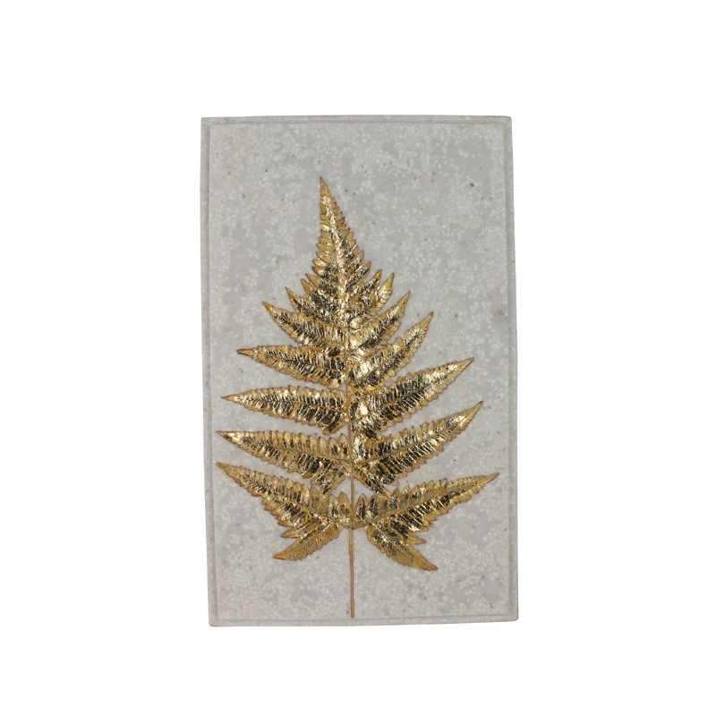 Wall art 3D various plant leaf design gold foil on perlite resin board wall decor hand made for home accessories