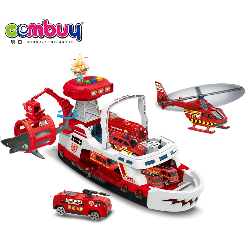 Ship Shark Boat Launcher Car Track Assembling Parking Lot Toy
