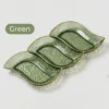 ผลไม้สีเขียว - จานสามชิ้น - ขอบทองลายคลื่นน้ำ