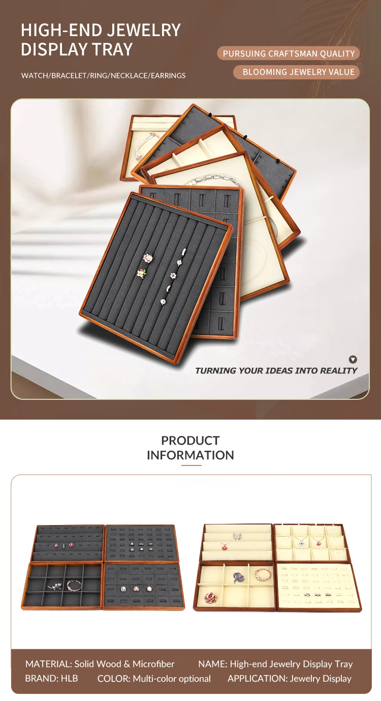 Factory Lacquer Solid Wooden Jewellery Tray Display Ring Necklace