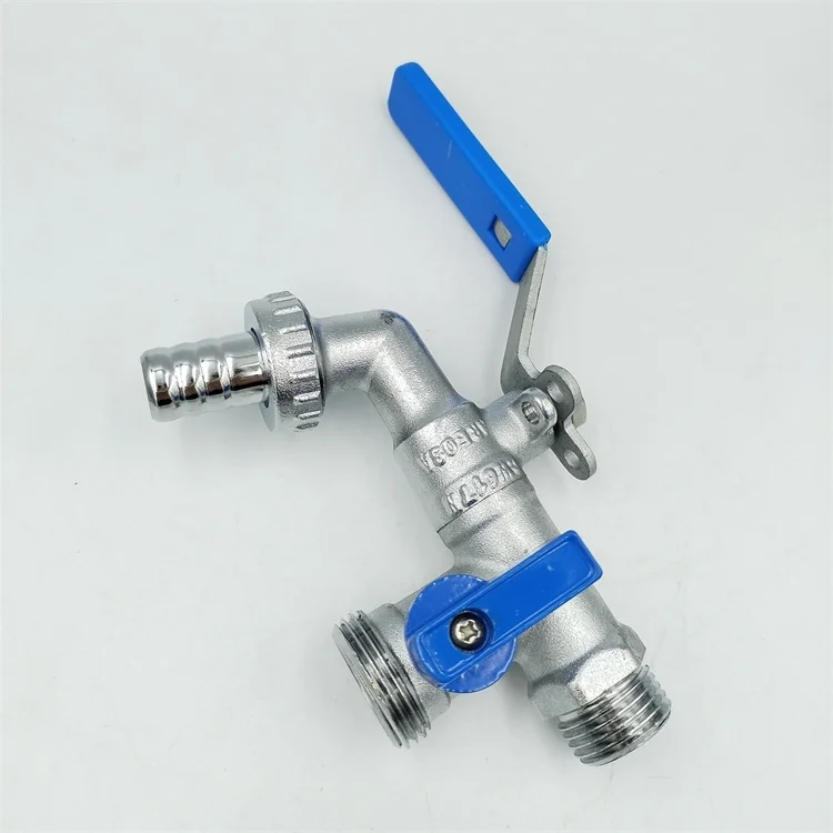 Two Handle Two Inlet Way Bib Cock Hose Water Tap Washing Machine Forged Brass Bibcock Water Tap