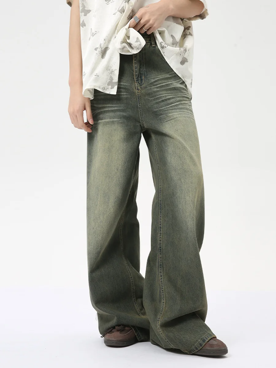 Jeans larghi a gamba dritta in cotone retrò da uomo, vestibilità ampia_voghion.com